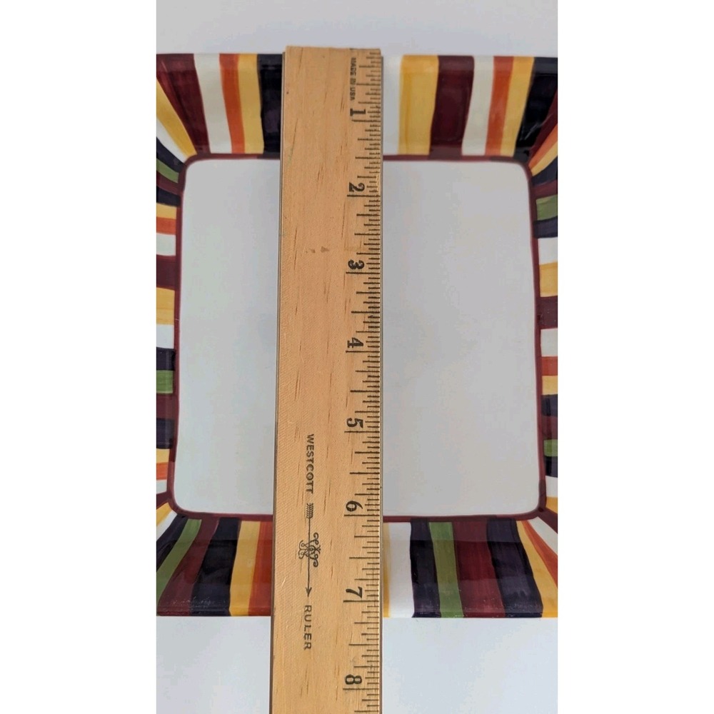 Pampered Chef Simple Additions Square Striped Plate Dish 7.25in Ceramic Multi - Picture 5 of 6